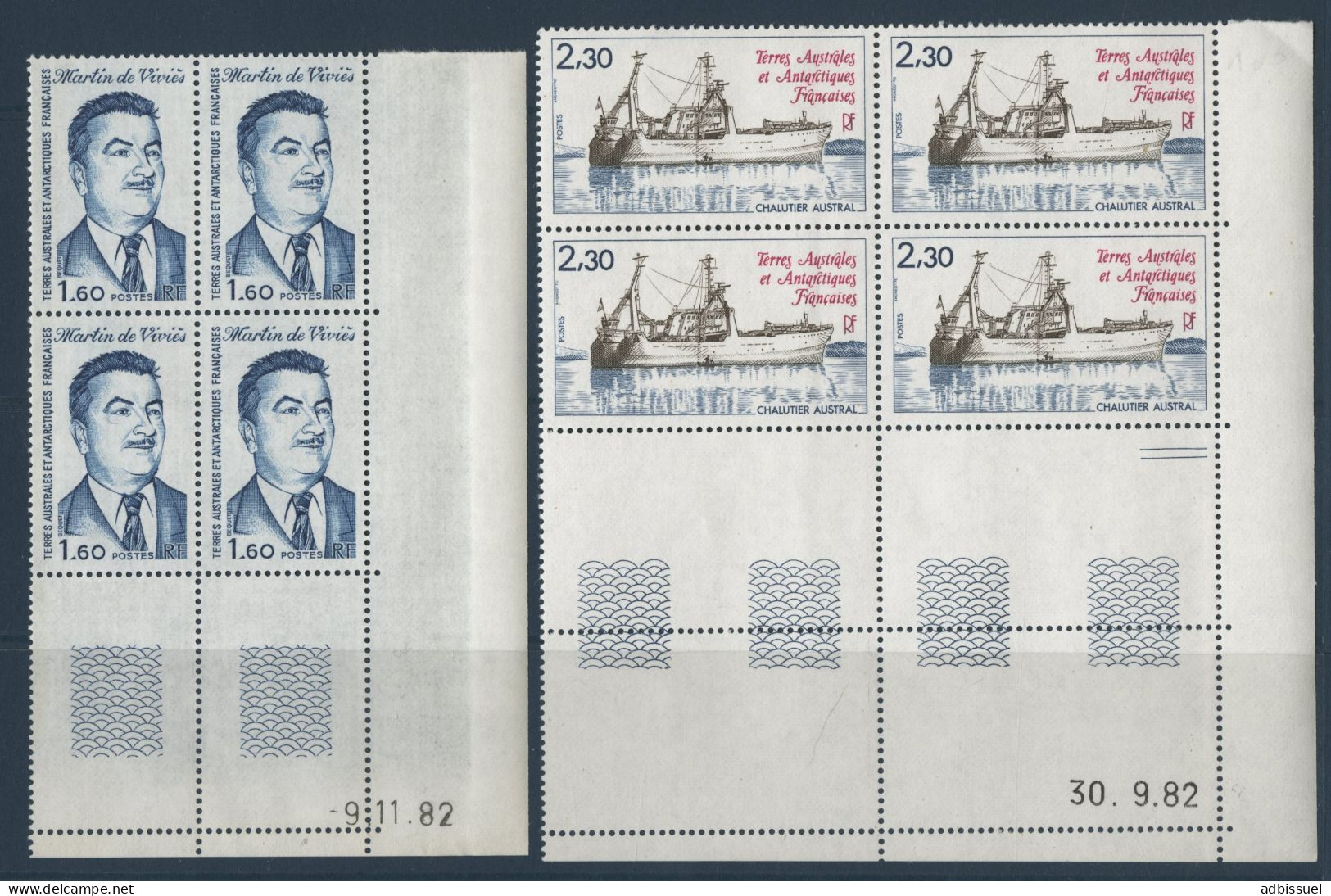 TAAF N° 91 à 100 Tous En Bloc De Quatre Avec Coin Daté Neufs ** (MNH) TB - Unused Stamps