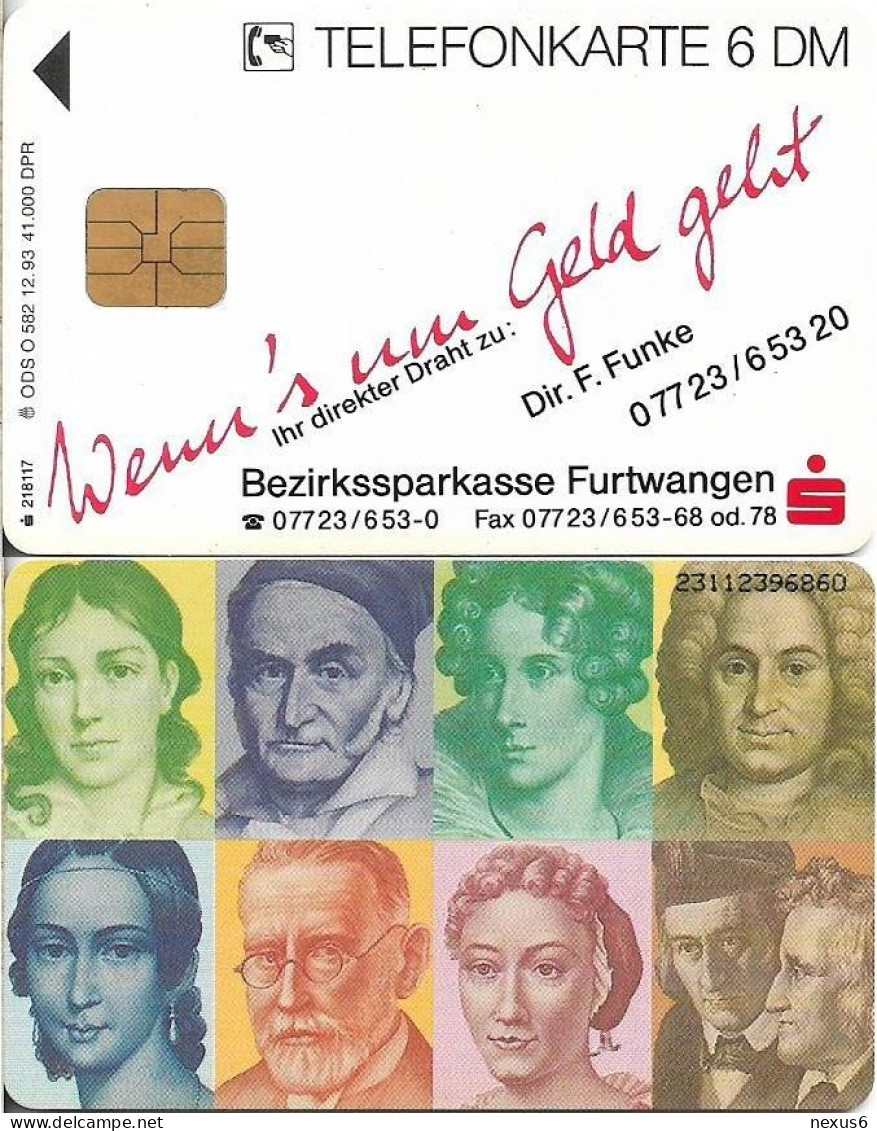 Germany - Banknotes Personalities (Overprint ''Bezirkssparkasse Furtwangen'') - O 0582 - 12.1993, 6DM, Used - O-Serie : Serie Clienti Esclusi Dal Servizio Delle Collezioni