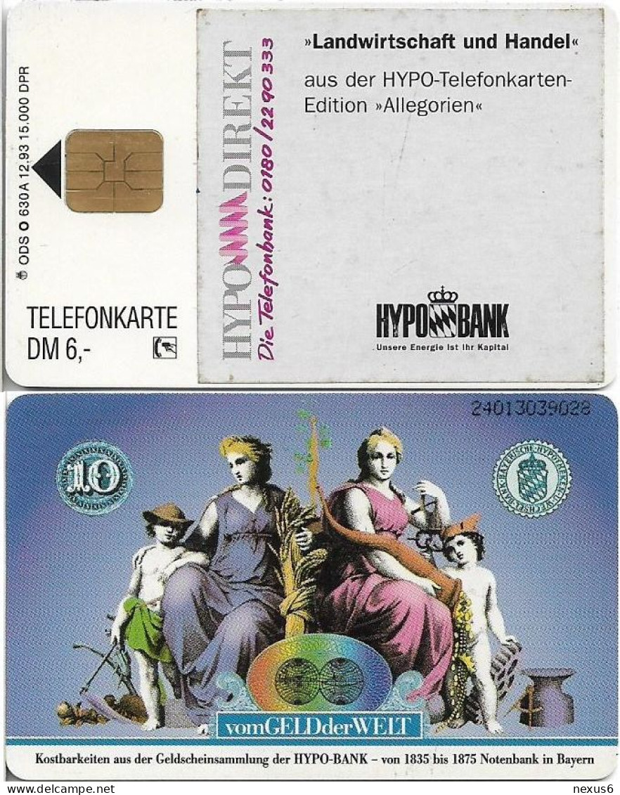 Germany - HypoBank 11 (Overprint ''Landwirtschaft Und Handel Allegorien'') - O 0630A - 12.1993, 6DM, Used - O-Series : Series Clientes Excluidos Servicio De Colección