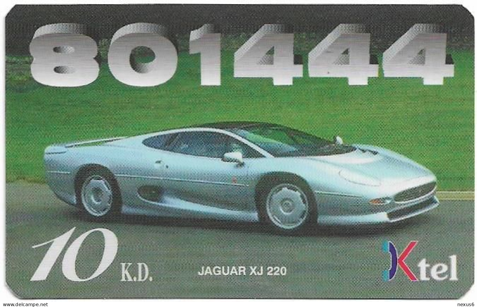 Kuwait - Ministry Of Comm. - KTEL Card - Car Jaguar XJ 220, Remote Mem. 10KD, Used - Koeweit