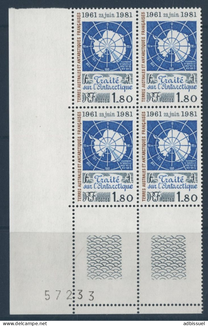 TAAF N° 91 Bloc De Quatre Neufs ** (MNH) Traite De L'Antarctique TB - Unused Stamps