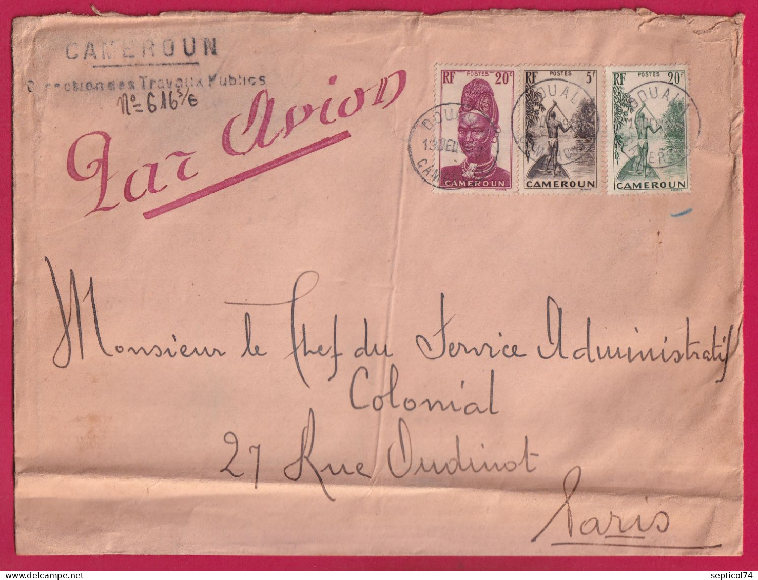 DOUALA CAMEROUN 1939 PAR AVION POUR PARIS TARIF 25FR20 LETTRE - Covers & Documents