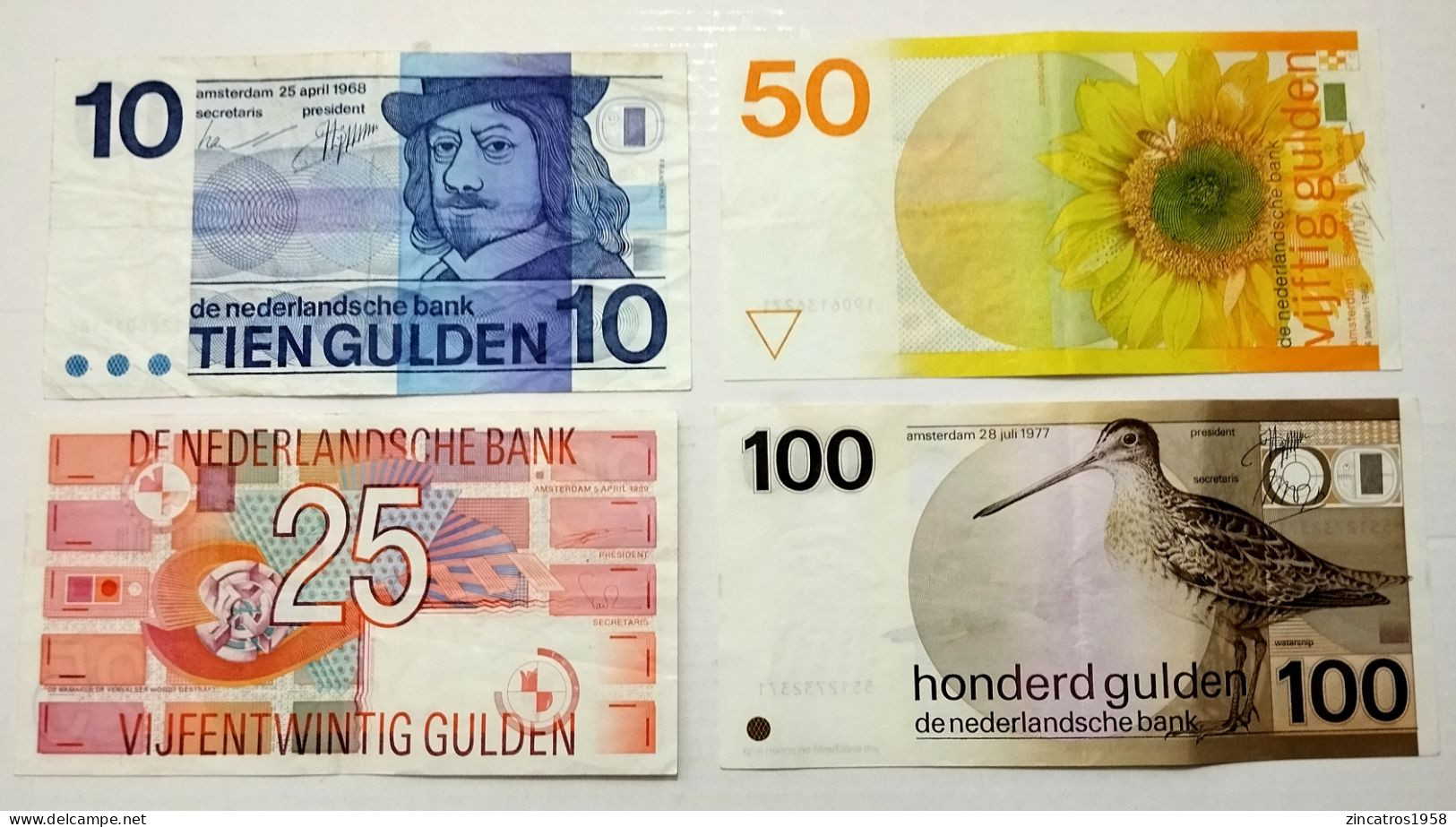 Netherlands / Pays Bas / Lot 5 Gulden 1973 P.95 + 10 Gulden 1968 P.91 + 25 Gulden 1971 P.92 + 50 Gulden 1982 P.96 +++ - Sammlungen