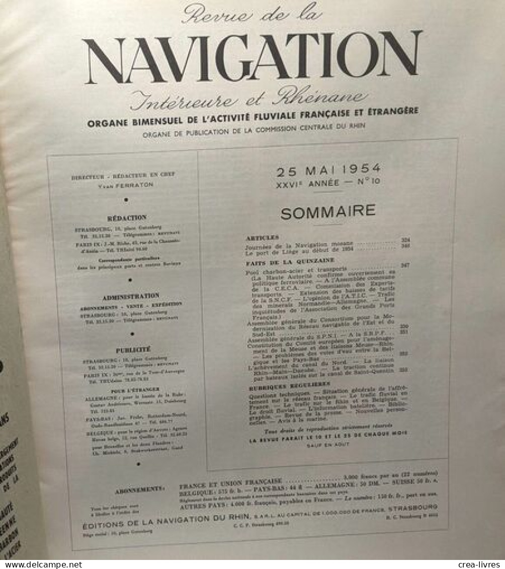 Journées De La Navigation Mosane Liège 30 Avril - 2 Mai 1954 / Revue De La Navigation Intérieure Et Rhénane - Voyages