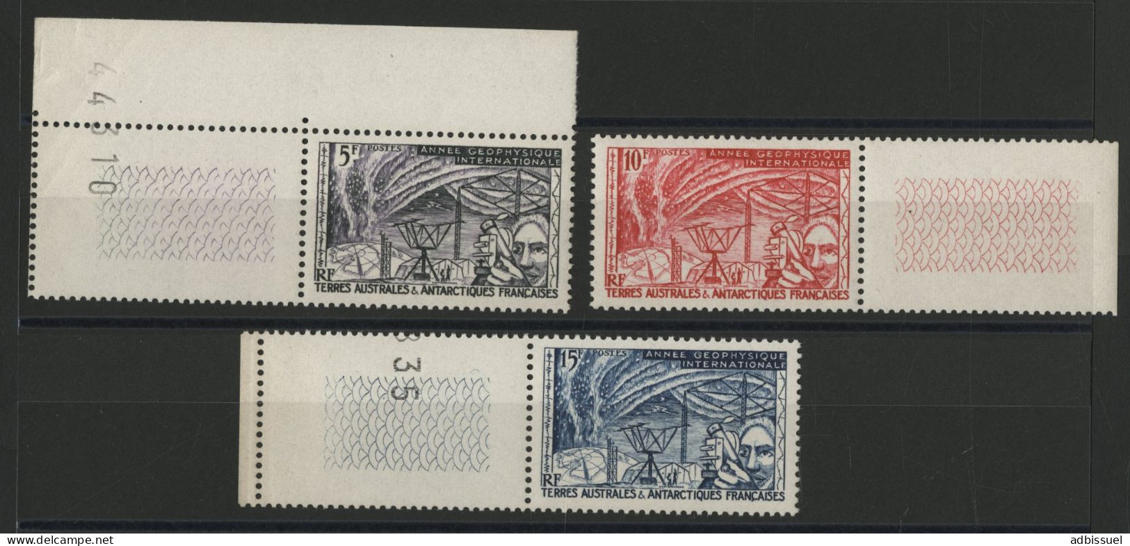 TAAF N° 8 à 10 Cote 25 € Neufs ** (MNH) Géophysique Internationale TB - Ungebraucht