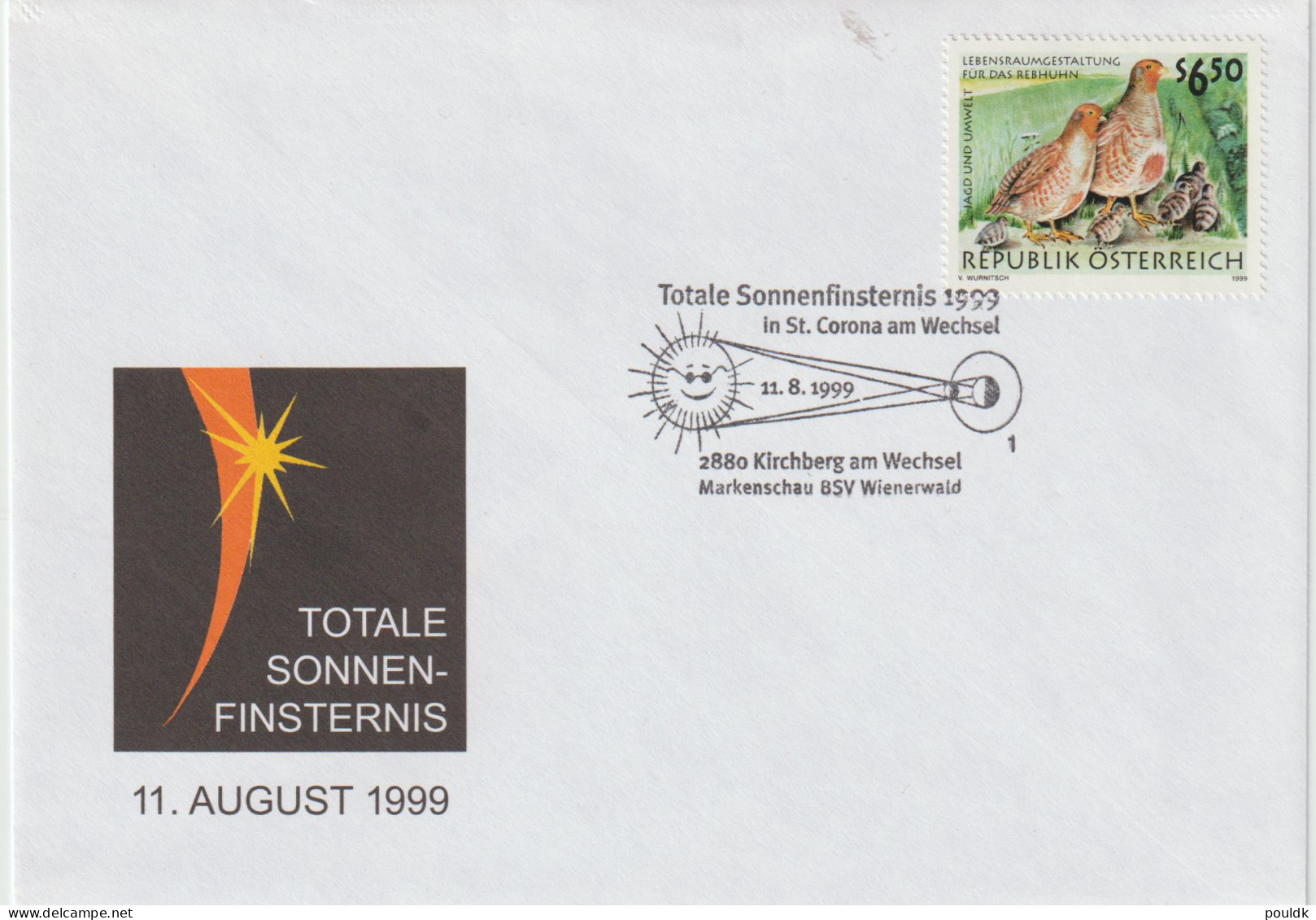 Solar Eclipse 1999 - Commemorative Cover From Austria 11.8.1999. Postal Weight 0,04 Kg. Please Read Sales Conditi - Naturaleza