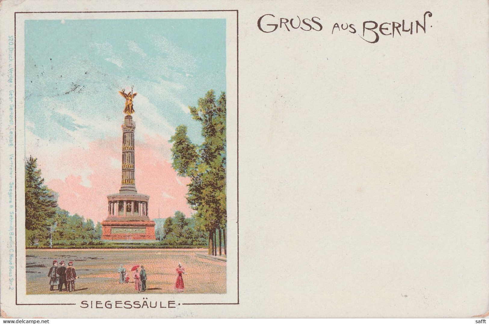 Litho Berlin, Siegessäule 1900 - Charlottenburg