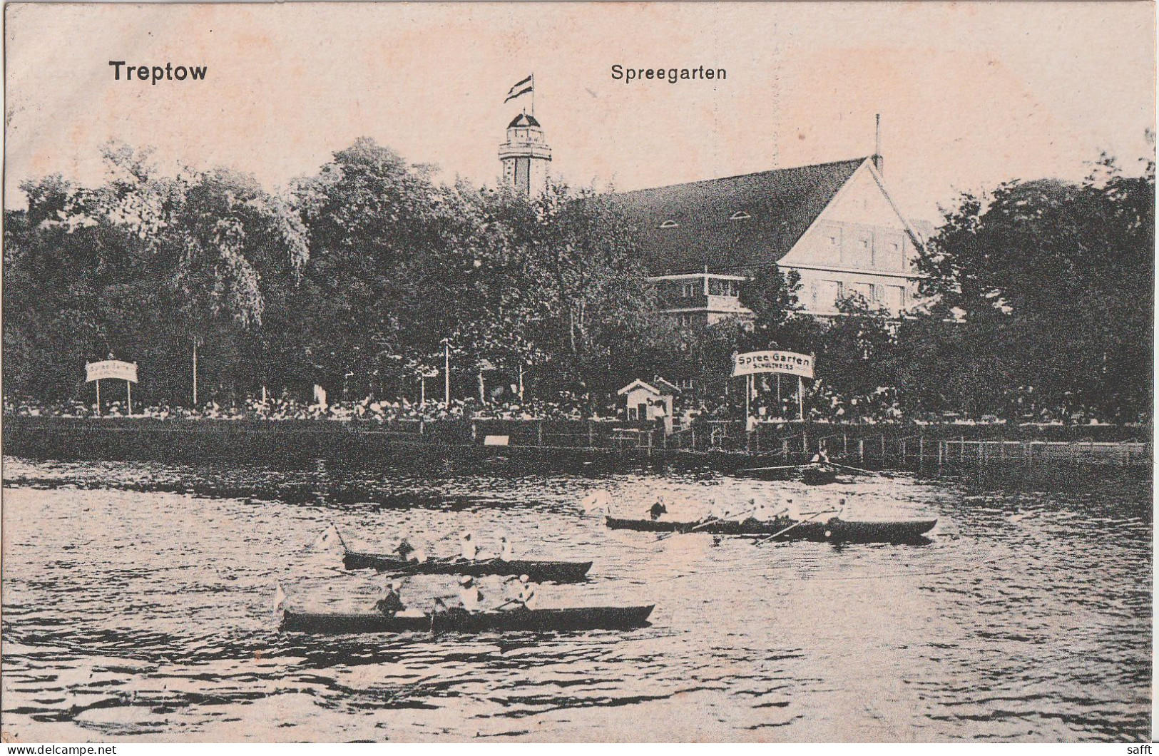 AK Berlin-Treptow, Spreegarten Mit Ruder-Regatta 1919 - Treptow