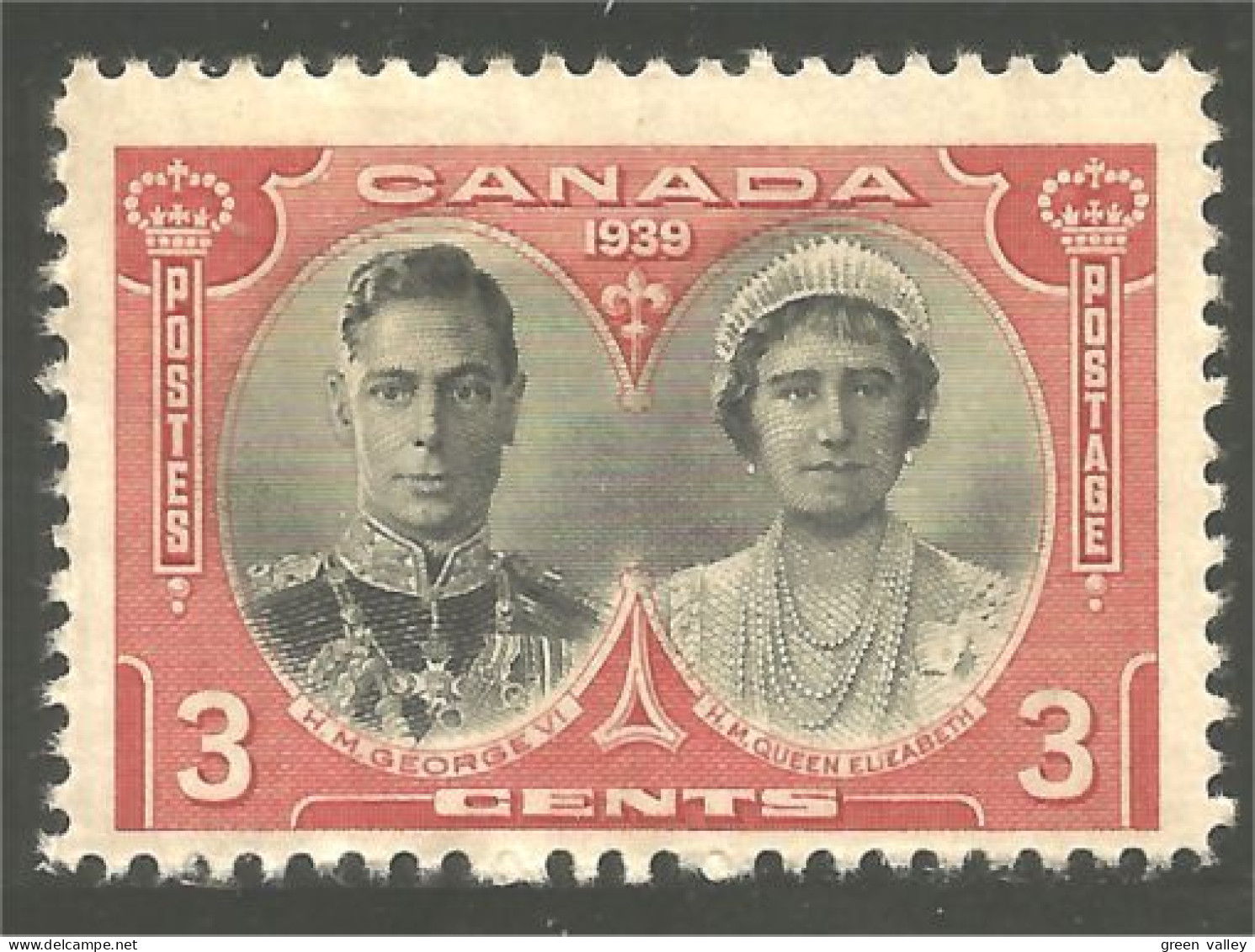 Canada 1939 3c Royal Visit King Roi George VI Queen Reine Elizabeth MH * Neuf (02-48-1b) - Royalties, Royals