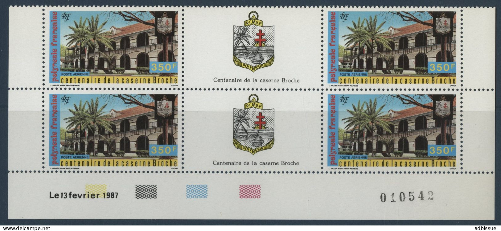 POLYNESIE Poste Aérienne PA N° 196A Bloc De Quatre Neuf ** (MNH) + Coin Daté 13/2/87 "Caserne Broche" TB - Unused Stamps