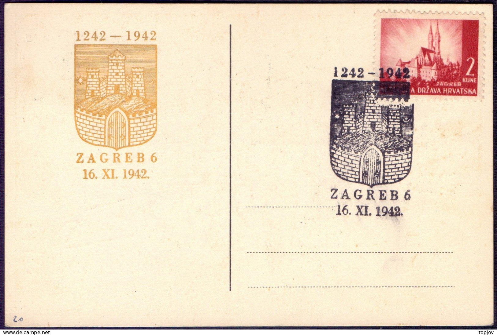 CROATIA -NDH - ZAGREB + SPEC. CANCEL - MC - 1942 - Croatie