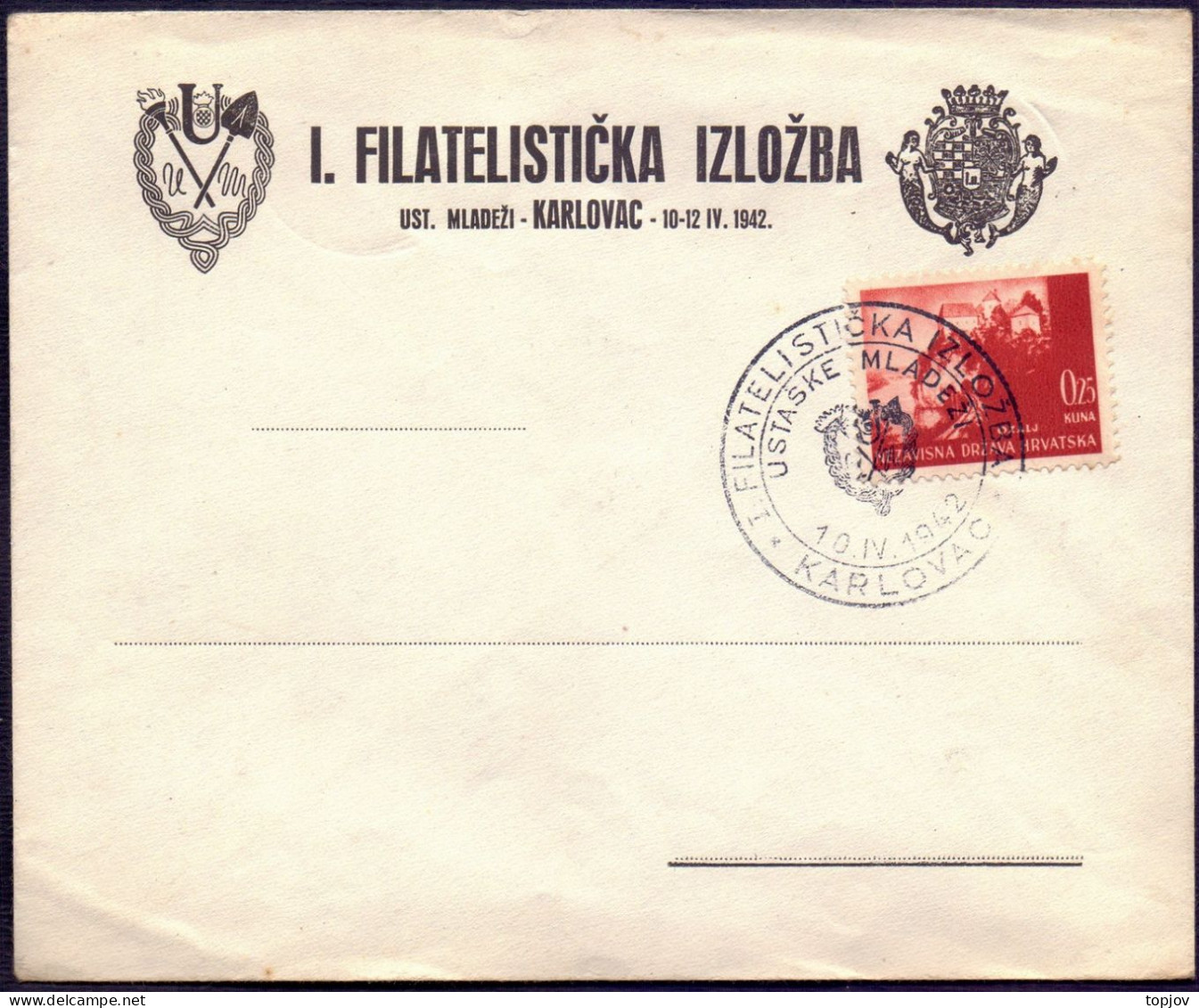 CROATIA -NDH - KARLOVAC  PHILATEL. EXHIBITION - FDC - 1942 - Croacia