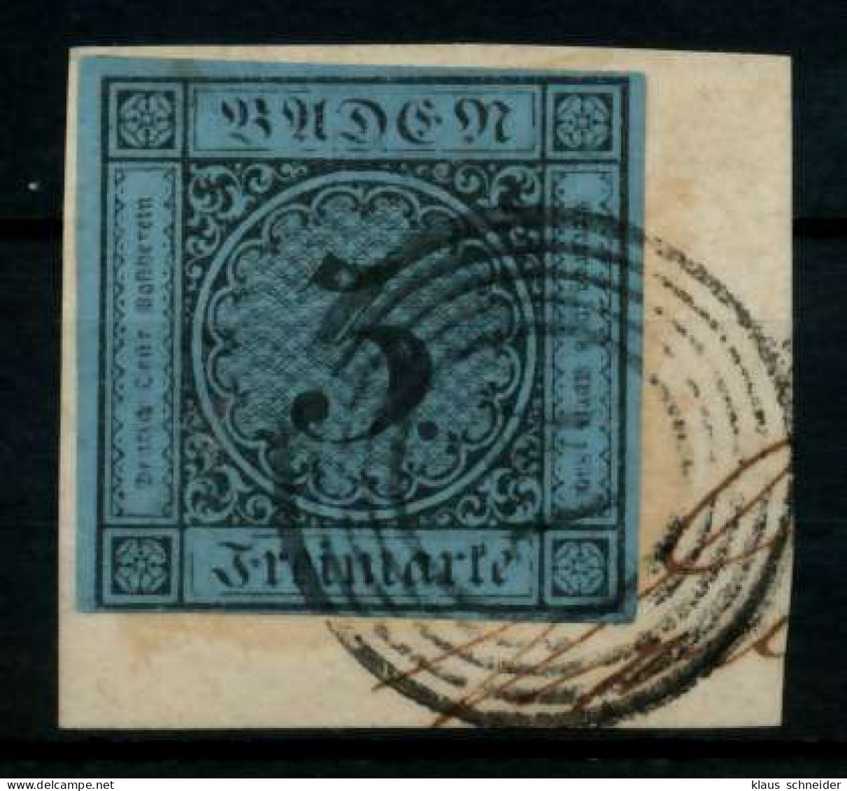 BADEN AUSGABEN VON 1851 - 1858 Nr 8 Gestempelt Briefstück X744A02 - Usati