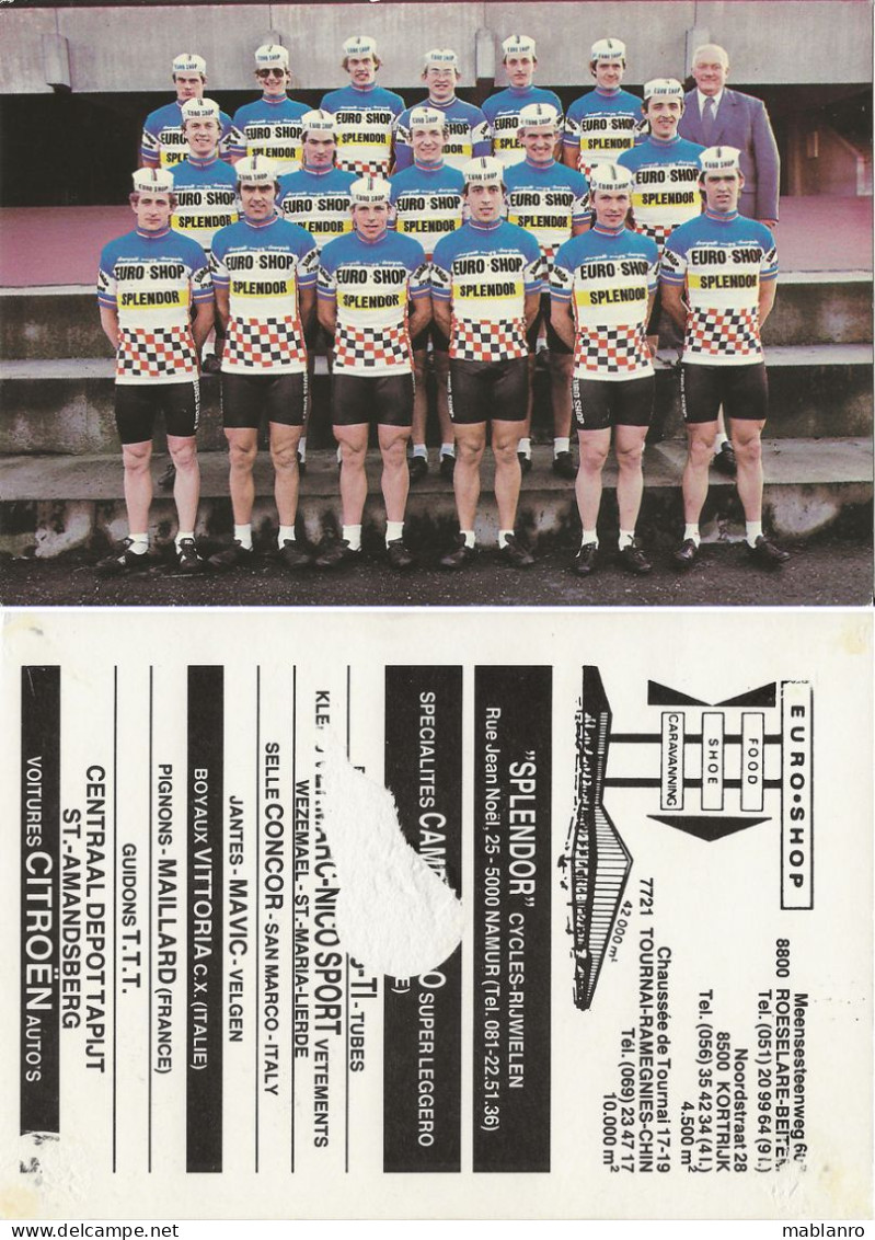 CARTE CYCLISME GRUPO TEAM EURO SHOP 1983 ( VOIR PARTIE ARRIERE ) - Cyclisme