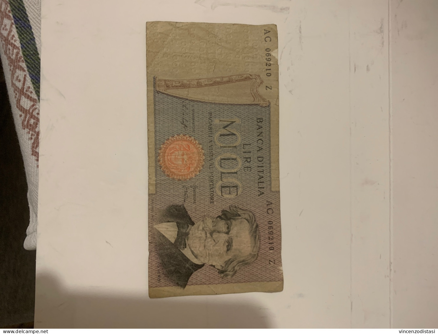 Biglietto Di Stato 1000 Lire Anno 1969 - 1000 Liras