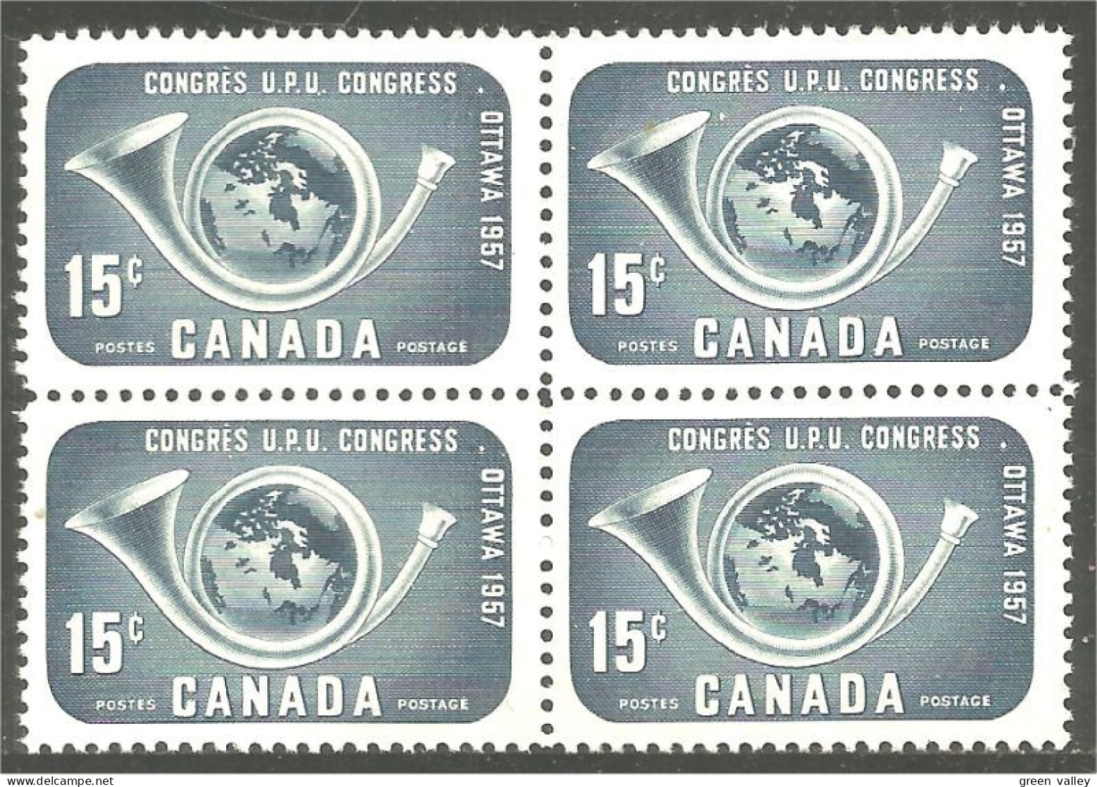 Canada UPU Cor Posthorn Globe Block/4 MNH ** Neuf SC (03-72d) - Ongebruikt