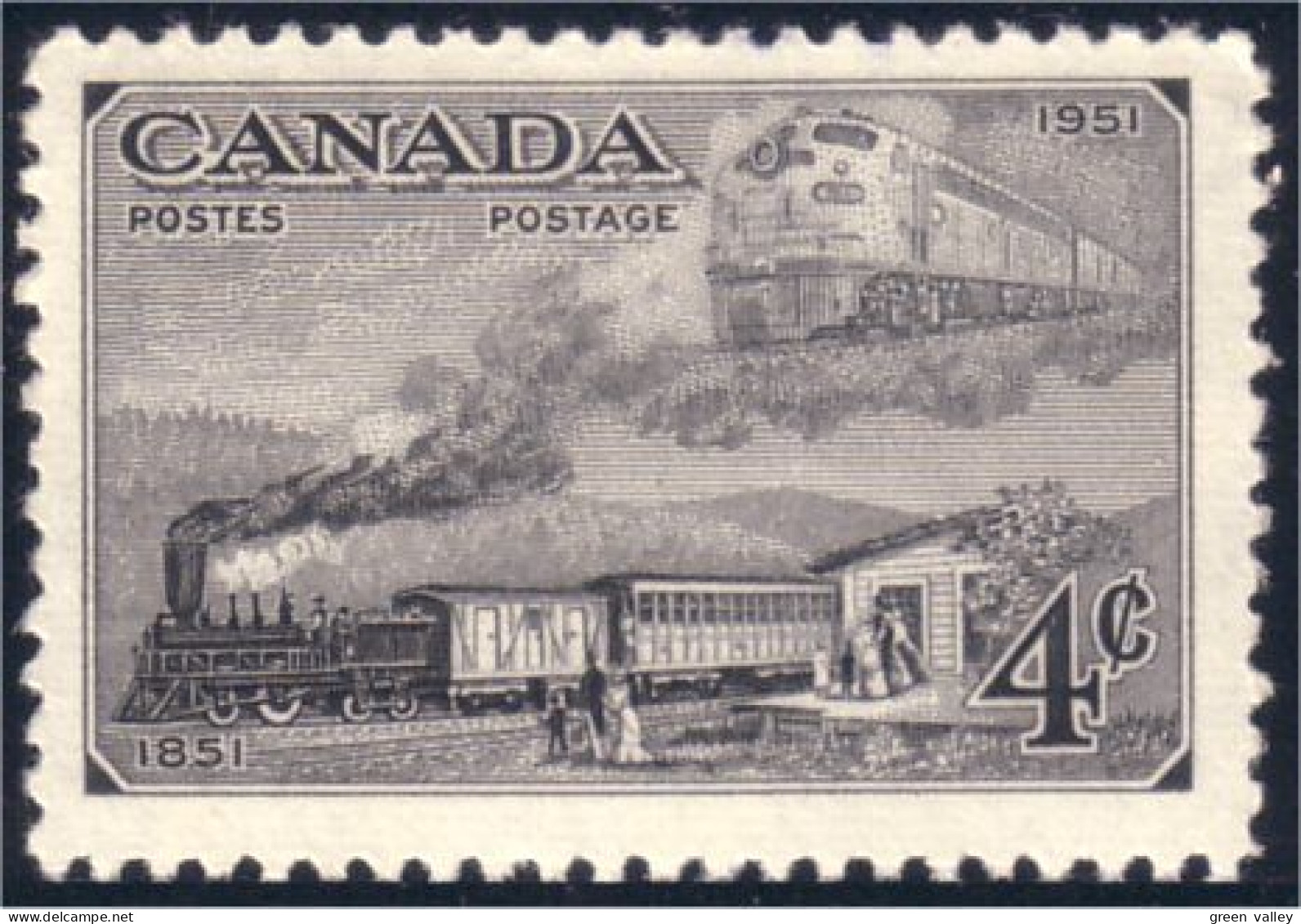 Canada Centenaire Train Locomotives 1851 1951 MNH ** Neuf SC (03-11b) - Eisenbahnen