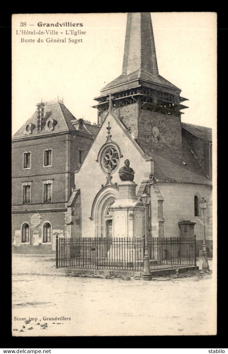 60 - GRANDVILLIERS - L'HOTEL DE VILLE ET L'EGLISE - Grandvilliers