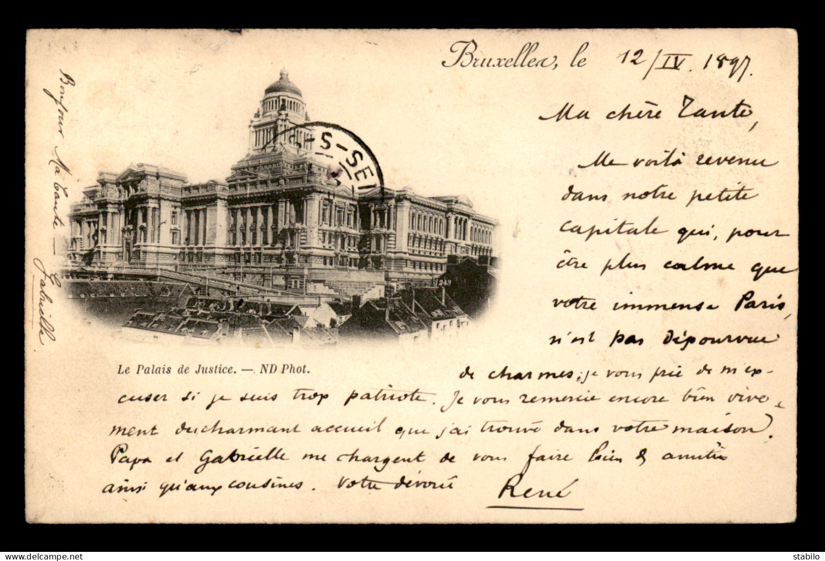 BELGIQUE - OBLITERATION ST GILLES-BRUX . (CH.CHARLEROIS) 1897 SUR TIMBRE 10 C EXPOSITION DE BRUXELLES 1897 - Autres & Non Classés