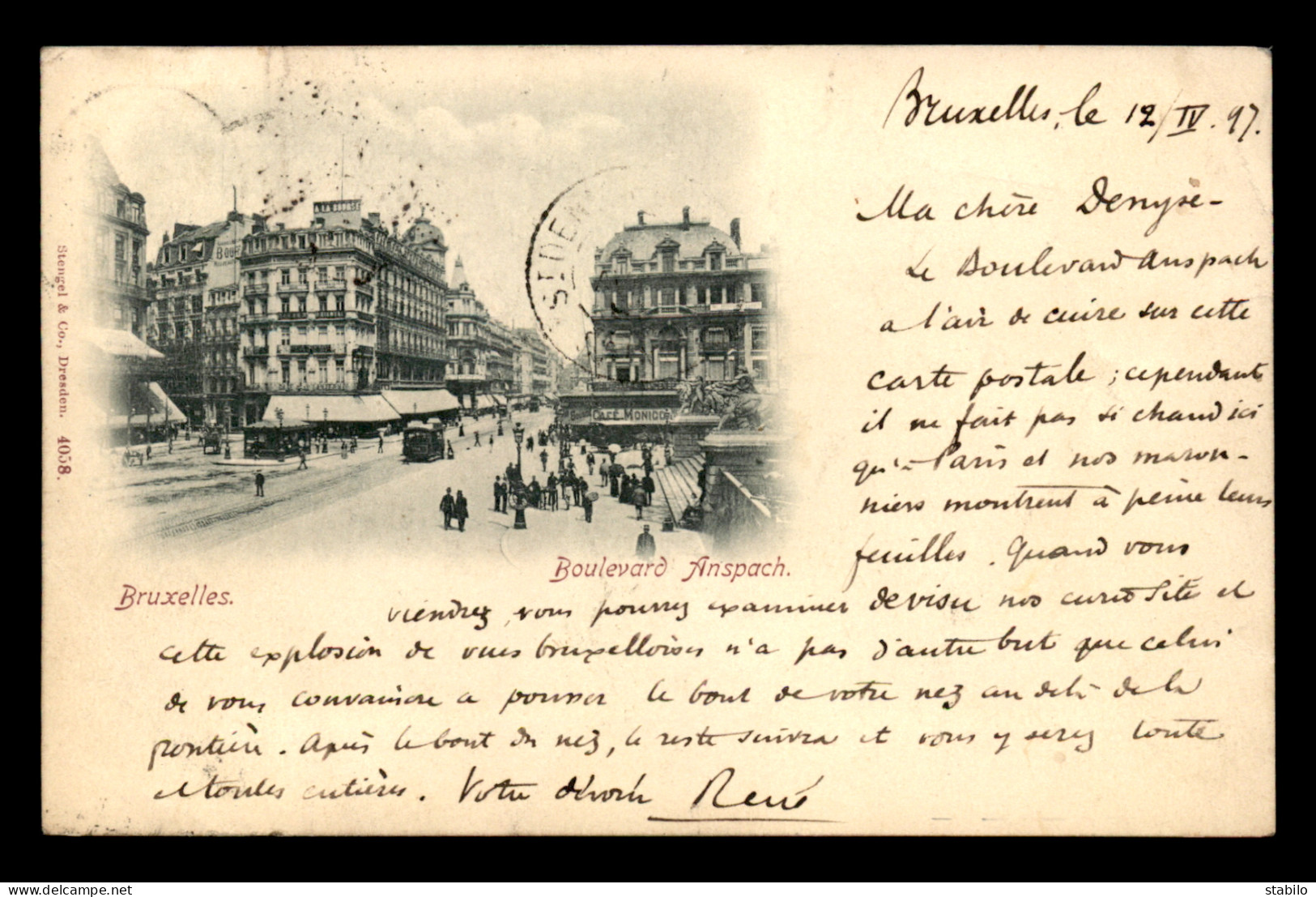 BELGIQUE - OBLITERATION ST GILLES-BRUX . (CH.CHARLEROIS) 1897 SUR TIMBRE 10 C EXPOSITION DE BRUXELLES 1897 - Ambulants