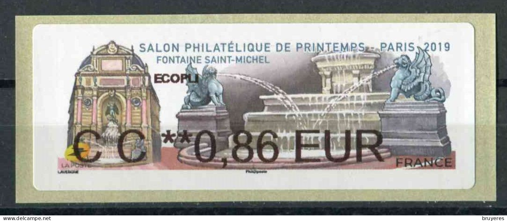 Timbre De Distributeur De 2019 "ECOPLI CC **0,86 EUR - SALON PHILATELIQUE DE PRINTEMPS - PARIS" - 2010-... Abgebildete Automatenmarke