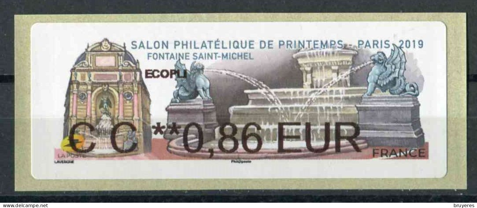 Timbre De Distributeur De 2019 "ECOPLI CC **0,86 EUR - SALON PHILATELIQUE DE PRINTEMPS - PARIS" - 2010-... Viñetas De Franqueo Illustradas