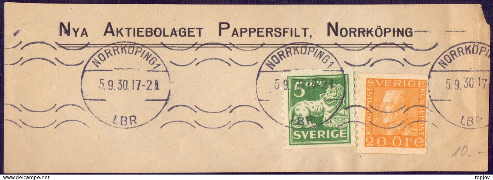 SWEDEN - LION + BORDER LINE - 1930 - Lettres & Documents