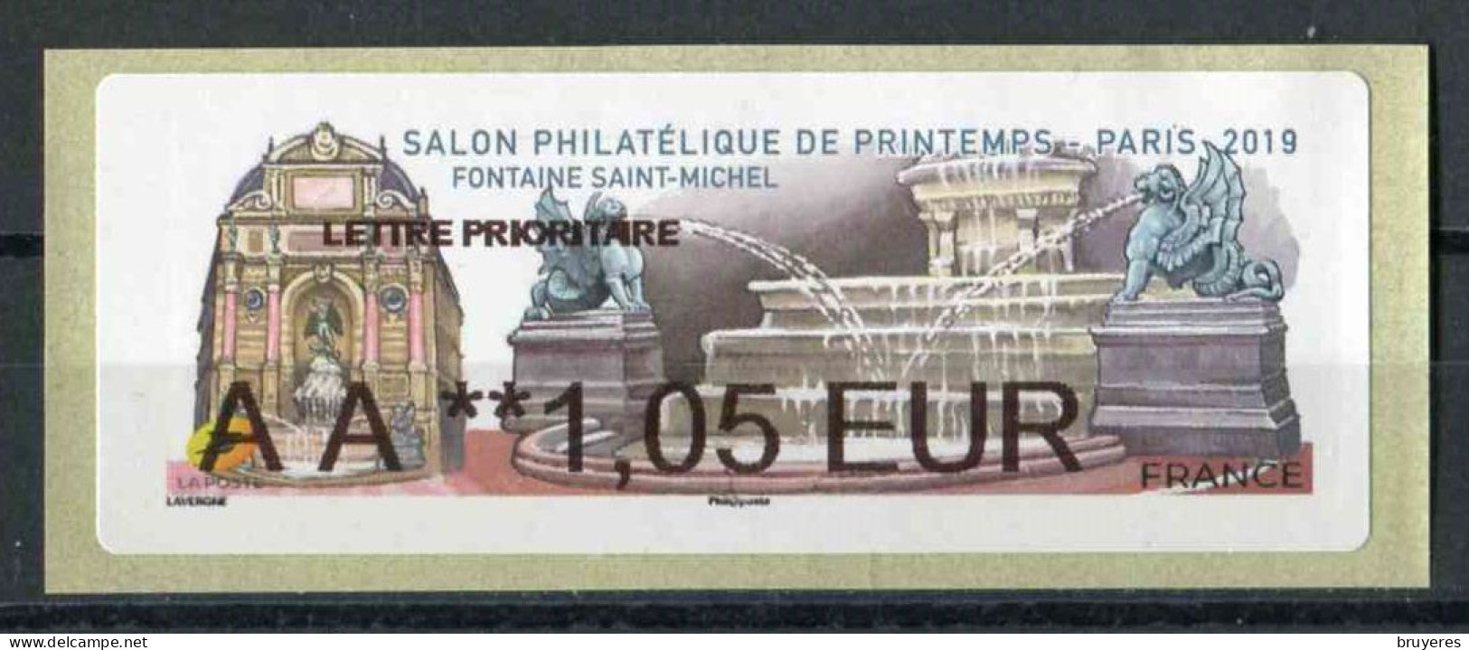 Timbre De Distributeur De 2019 "LETTRE PRIORITAIRE AA **1,05 EUR - SALON PHILATELIQUE DE PRINTEMPS - PARIS" - 2010-... Abgebildete Automatenmarke