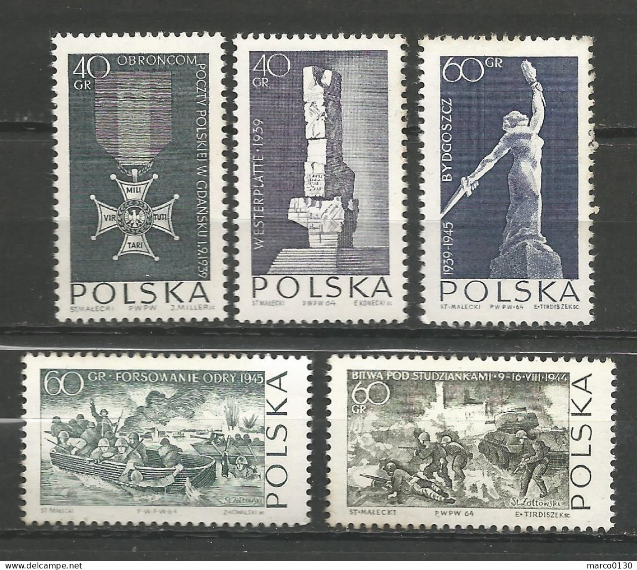 POLOGNE  N° 1389 + N° 1390 + N° 1391 + N° 1392 + N° 1393 NEUF - Unused Stamps