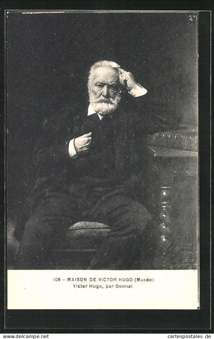 AK Victor Hugo, Par Bonnat, Darstellung Des Alten Dichters Auf Einem Stuhl  - Ecrivains