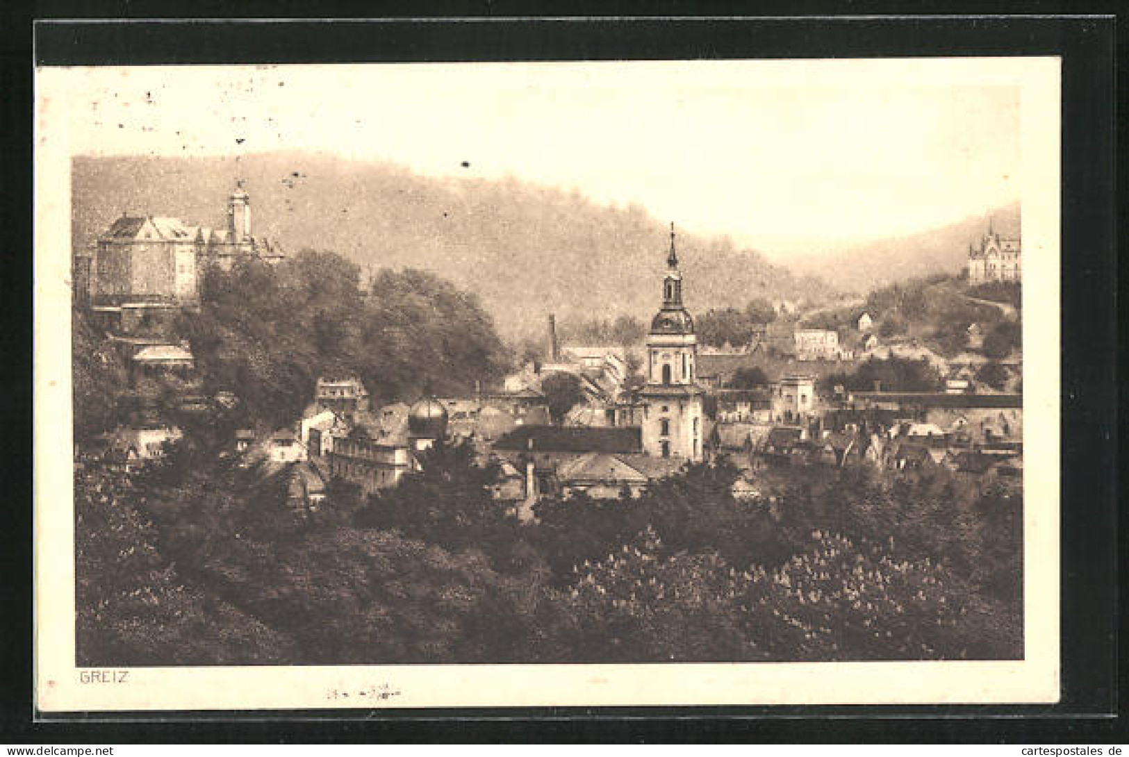 AK Greiz /Thür., Ortsansicht Mit Kirche Und Schloss  - Greiz