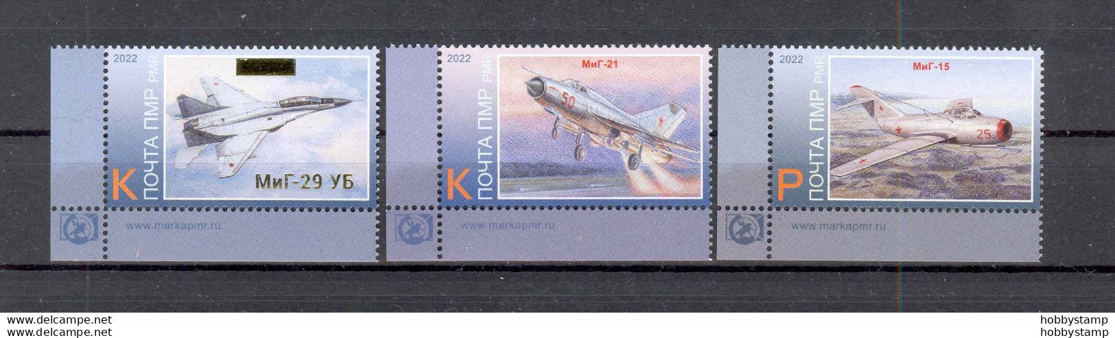 Label Transnistria 2022 Aviation Aircraft Of The Tiraspol Airfield 3v**MNH - Viñetas De Fantasía