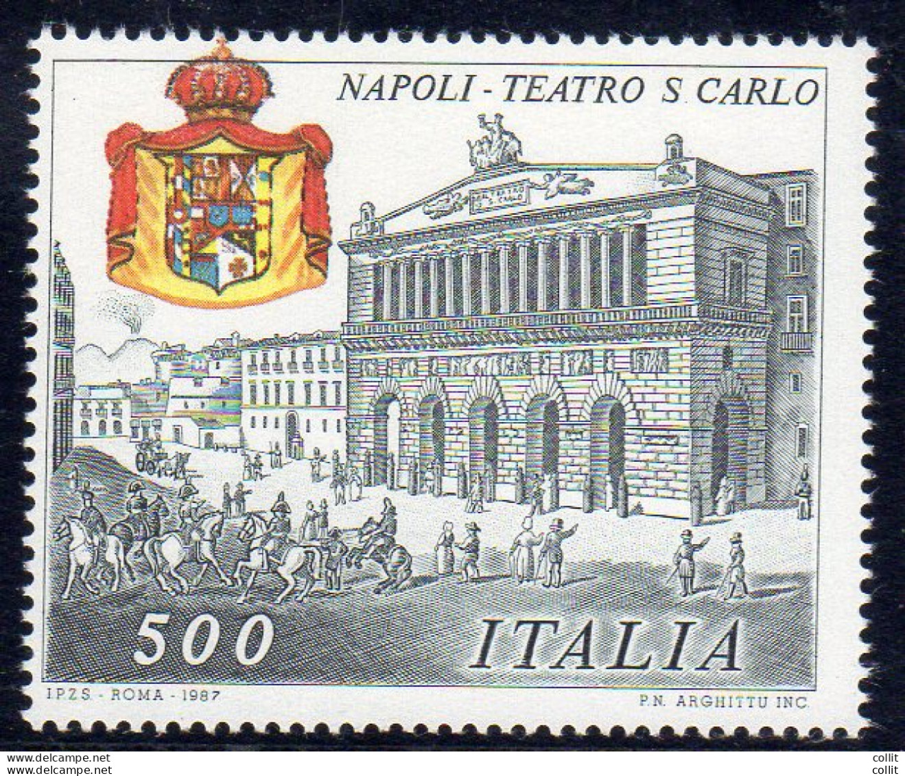 Napoli Teatro S. Carlo Lire 500 Varietà Stemma Spostato - Varietà E Curiosità