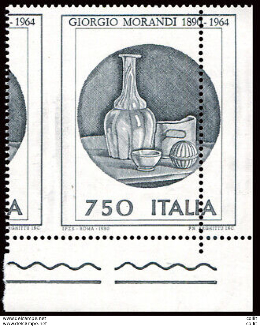 Giorgio Morandi Lire 750 Varietà Dentellatura Verticale Spostata - Varietà E Curiosità