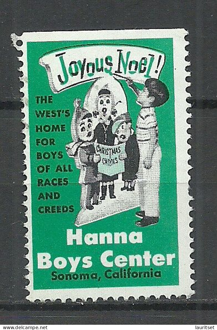 USA Boys Center Sanoma California Vignette Propaganda Poster Stamp (*) No Gum Noel Christmas - Erinnophilie