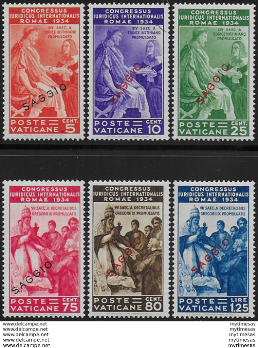 1935 Vaticano Congresso Giuridico SAGGIO 6v. MNH - Sonstige & Ohne Zuordnung