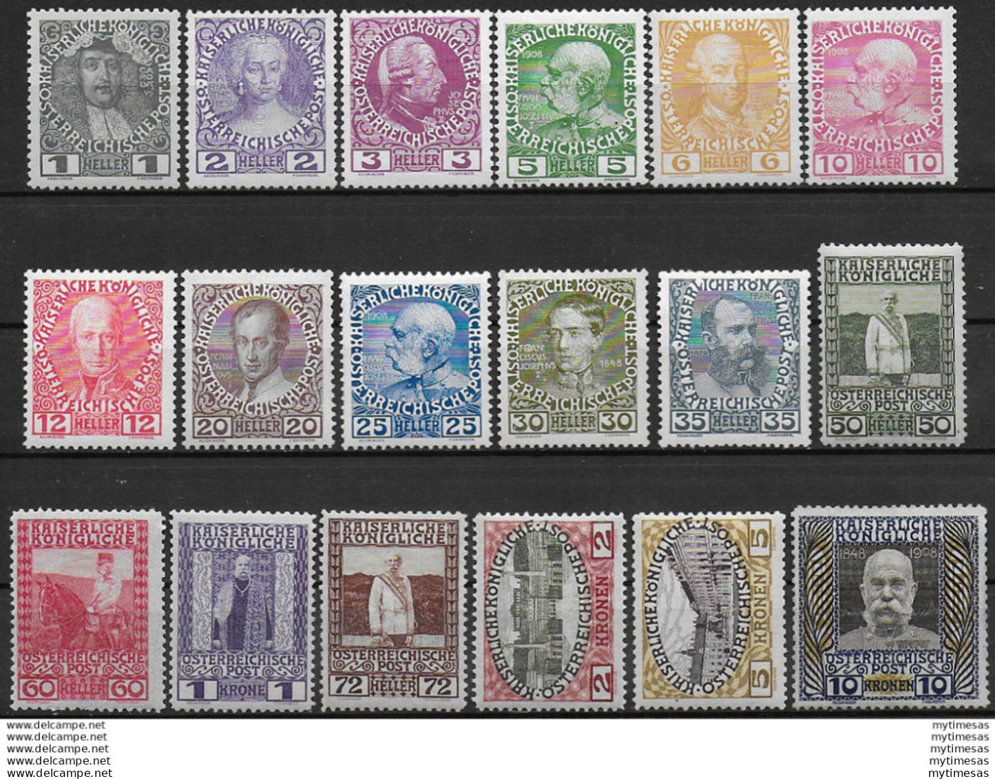 1908 Austria 60 Anniversario Regno MNH-MH Unificato N. 101/18 - Other & Unclassified