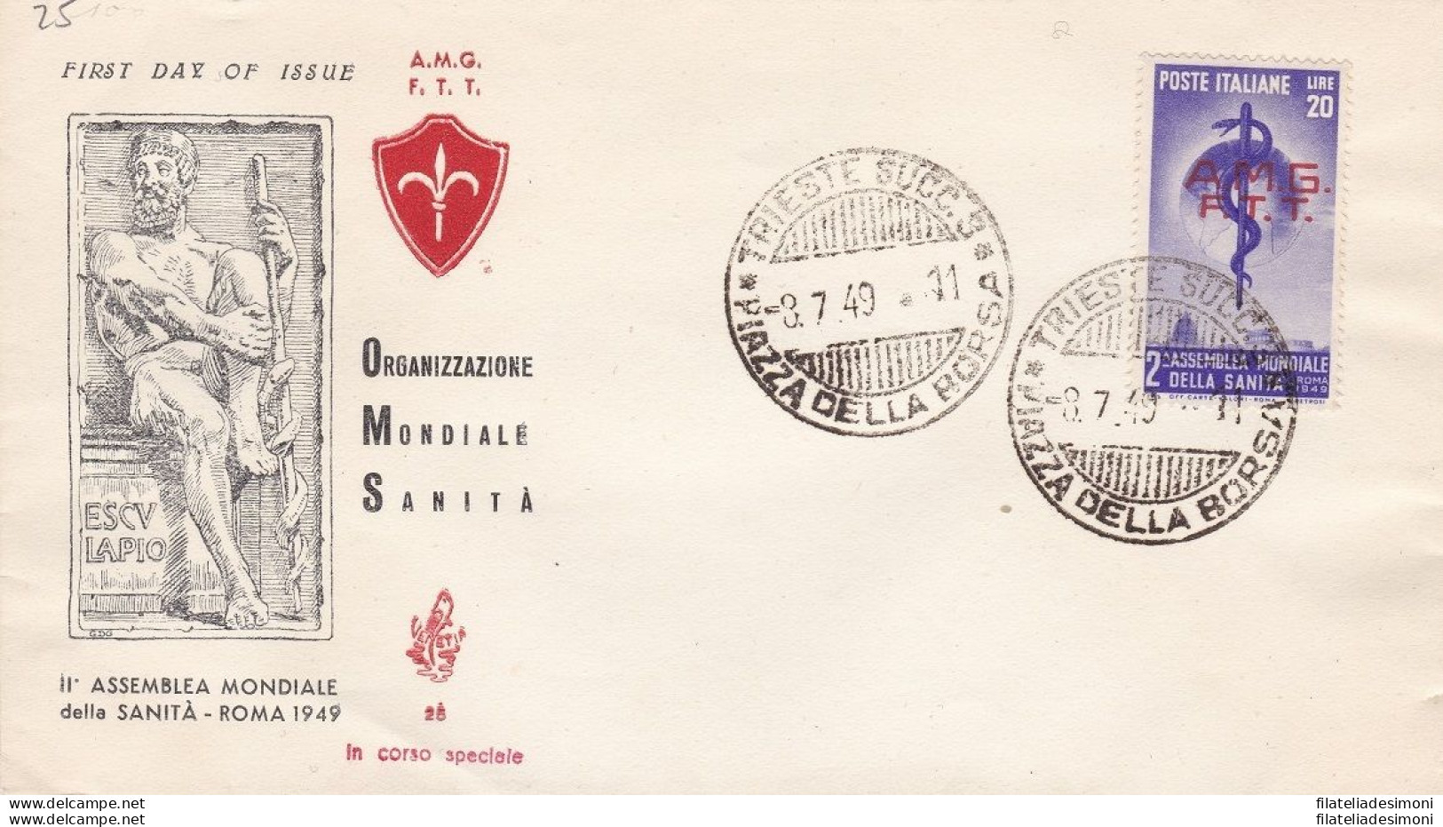 1949 TRIESTE A - N° 46 Sanità -  VENETIA NON VIAGGIATA - Andere & Zonder Classificatie