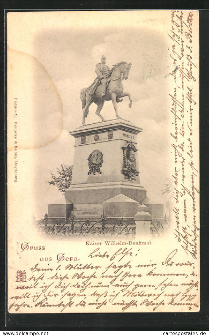 AK Gera, Kaiser Wilhelm Denkmal  - Gera