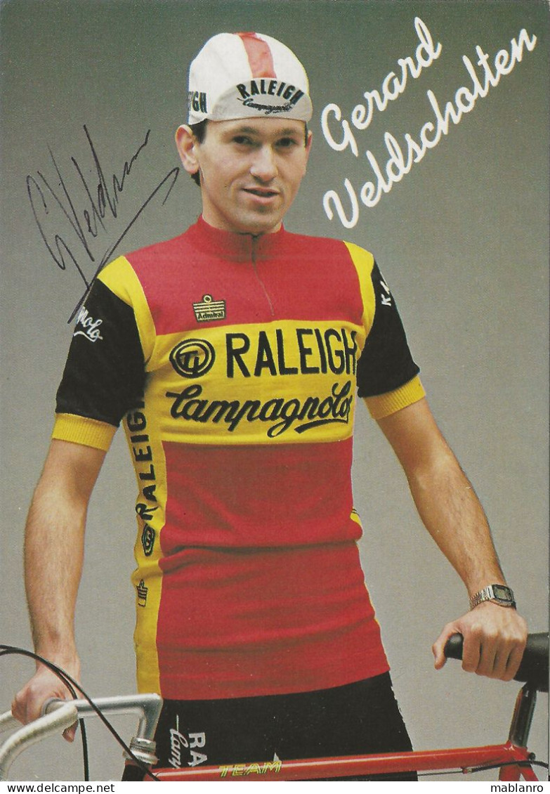 CARTE CYCLISME GERARD VELDSCHOLTEN SIGNEE TEAM RALEIGH 1983 - Radsport