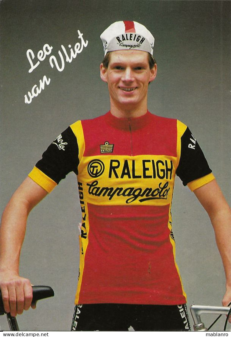 CARTE CYCLISME LEO VAN VLIET TEAM RALEIGH 1983 - Cyclisme