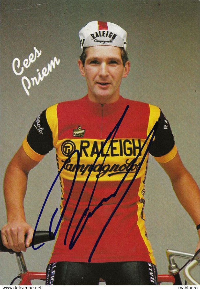 CARTE CYCLISME CEES PRIEM SIGNEE TEAM RALEIGH 1983 - Radsport