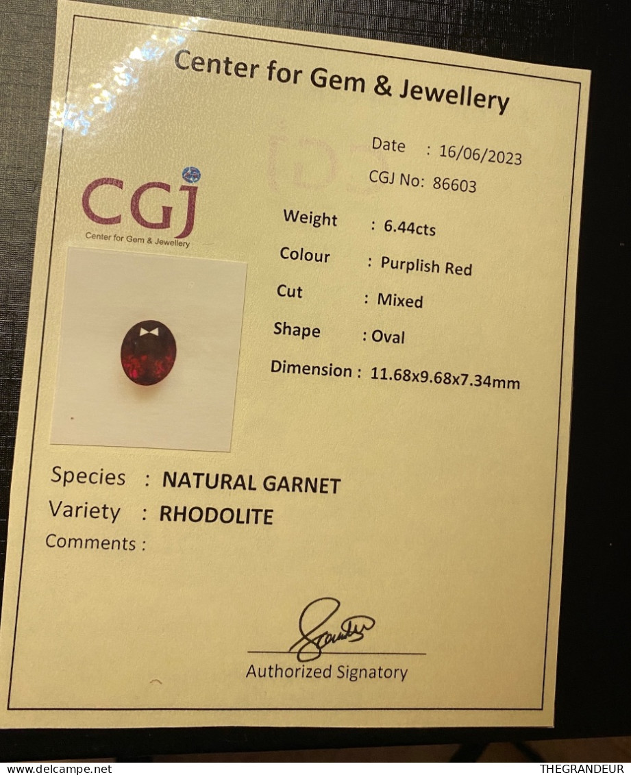 rhodolite Garnet 6.44 Carat . Certified Untreated loose gemstone from Sri Lanka