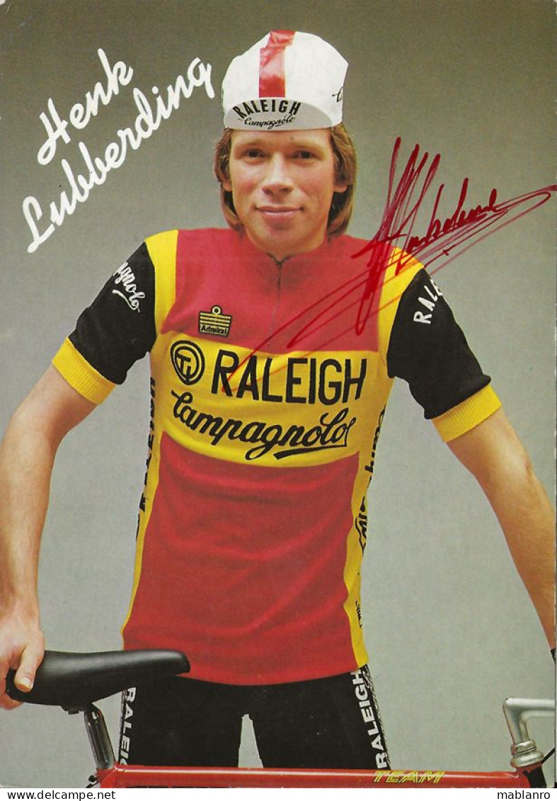 CARTE CYCLISME HENK LUBBERDING SIGNEE TEAM RALEIGH 1983 - Radsport