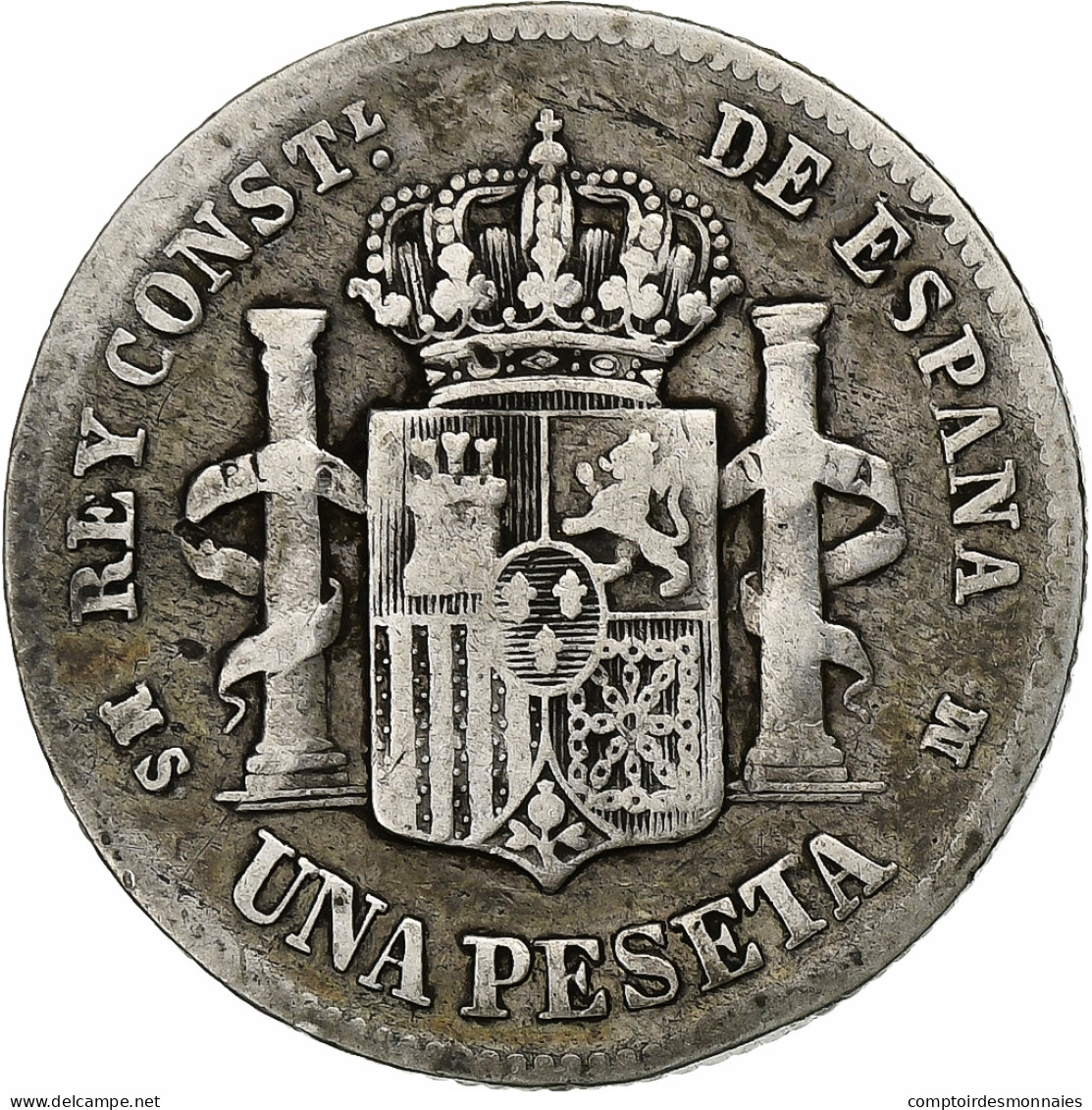 Espagne, Alfonso XII, Peseta, 1885, Madrid, Argent, TB, KM:686 - Erstausgaben