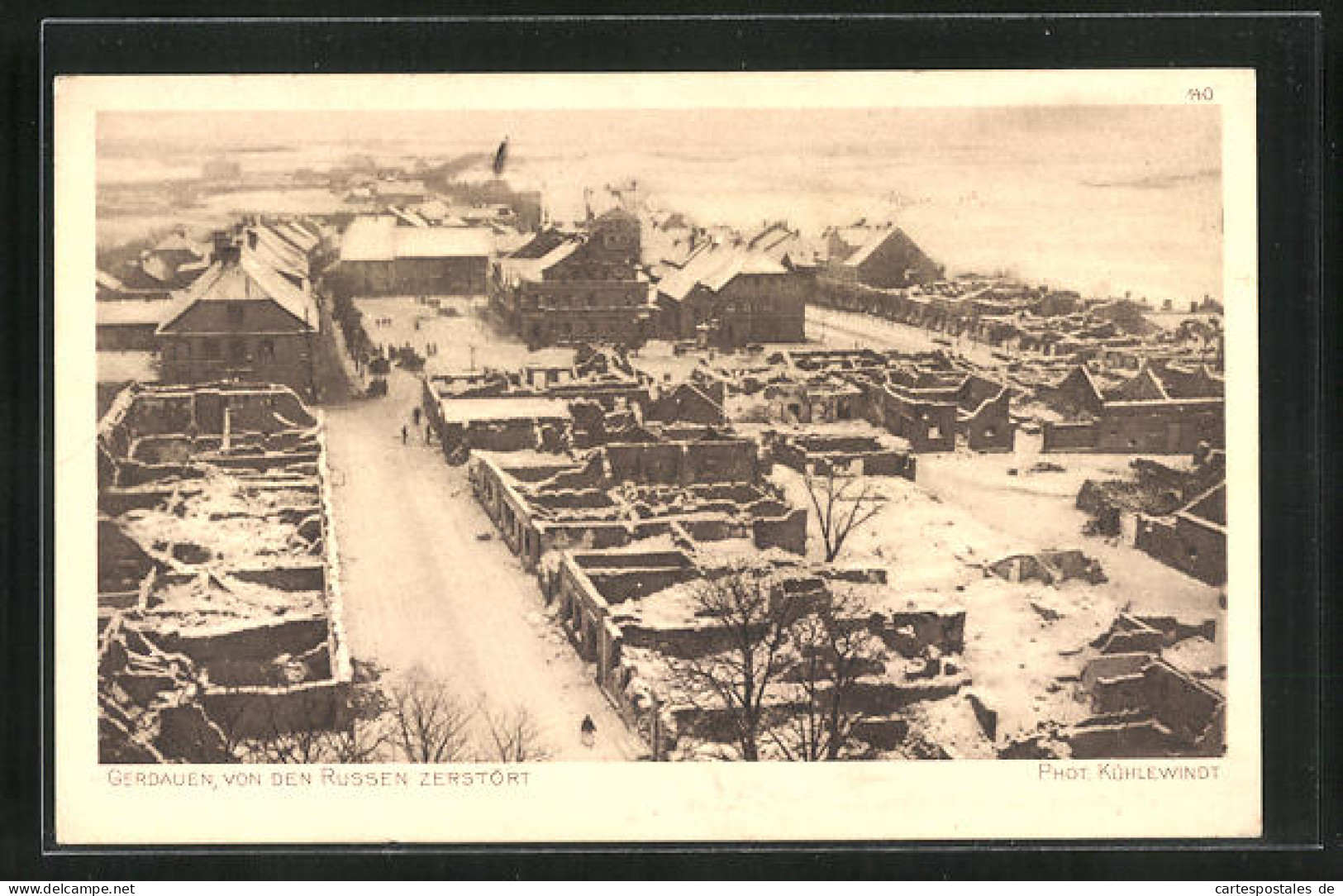 AK Gerdauen, Teilansicht Mit Strassenpartie Im Winter Von Den Russen Zerstört, Der Krieg 1914-15  - Ostpreussen