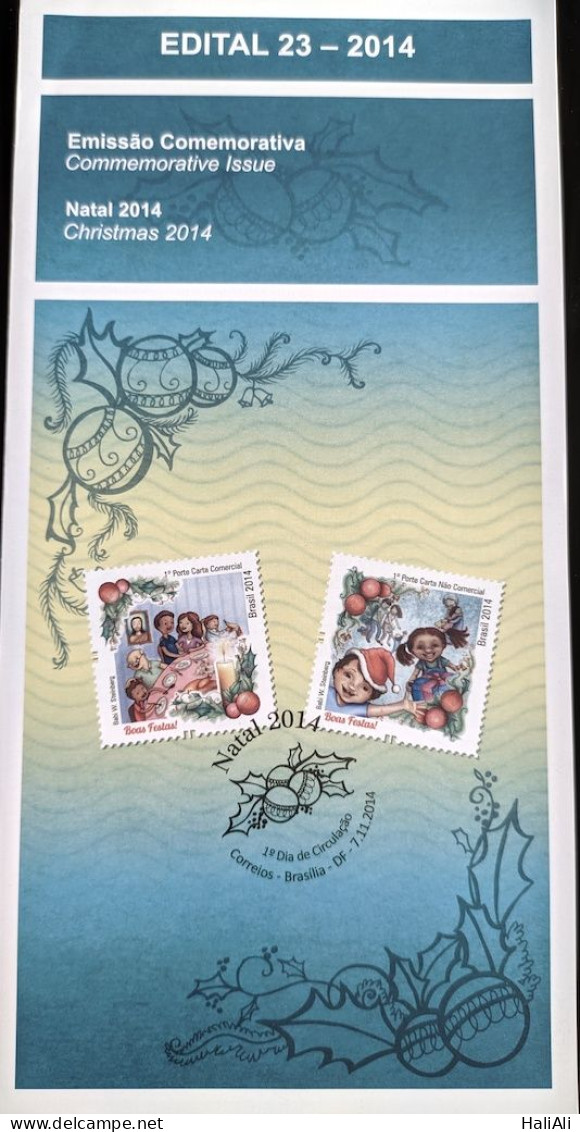 Brochure Brazil Edital 2014 23 Christmas Religion Without Stamp - Brieven En Documenten