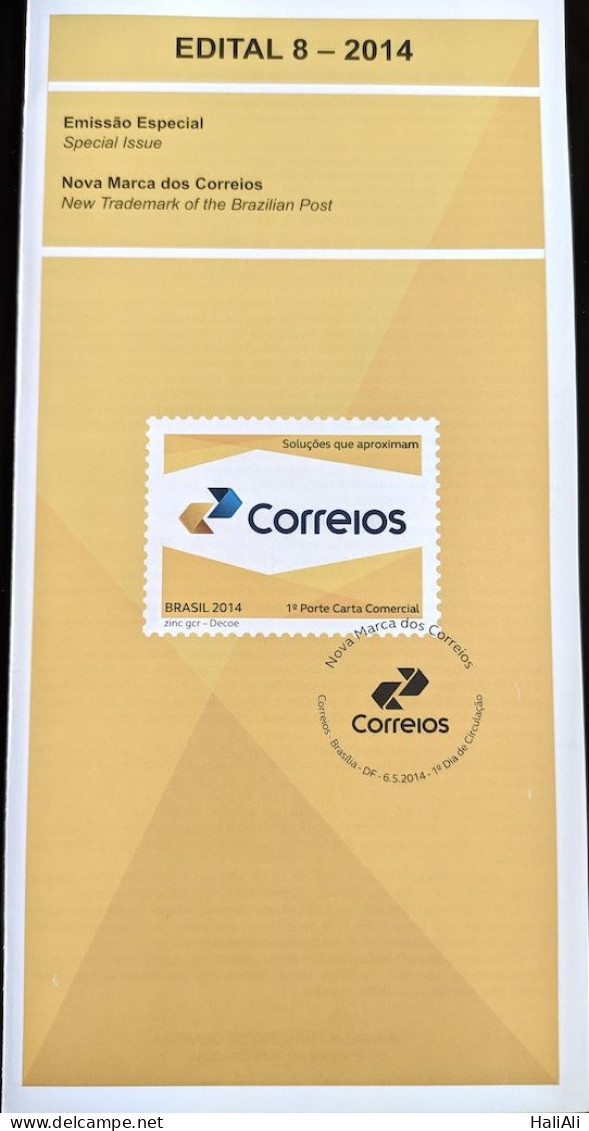 Brochure Brazil Edital 2014 08 New Correios Brand Postal Services Without Stamp - Covers & Documents