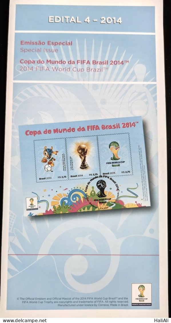 Brochure Brazil Edital 2014 04 Fifa Football World Cup Brazil 2014 Without Stamp - Lettres & Documents