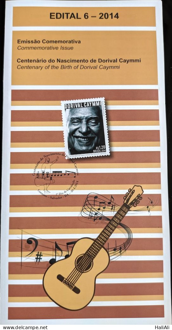 Brochure Brazil Edital 2014 06 Dorival Caymmi Musica Without Stamp - Lettres & Documents